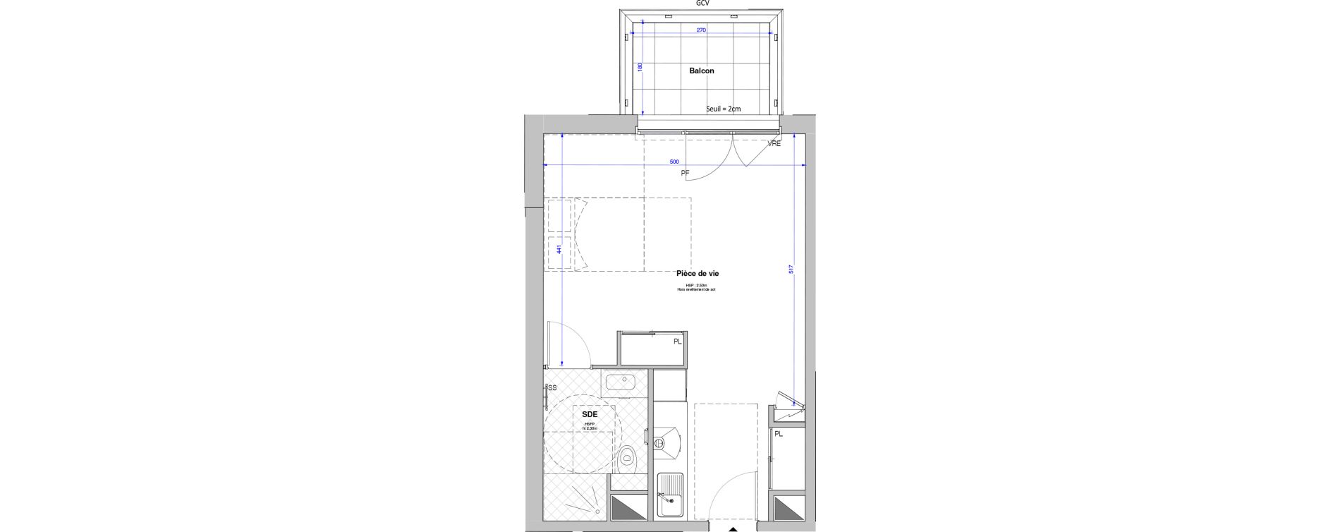 Studio meubl&eacute; de 34,92 m2 &agrave; Savenay Centre