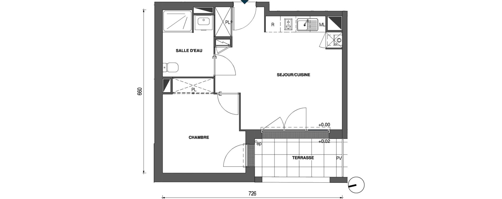 Appartement T2 de 38,85 m2 &agrave; Trignac Centre