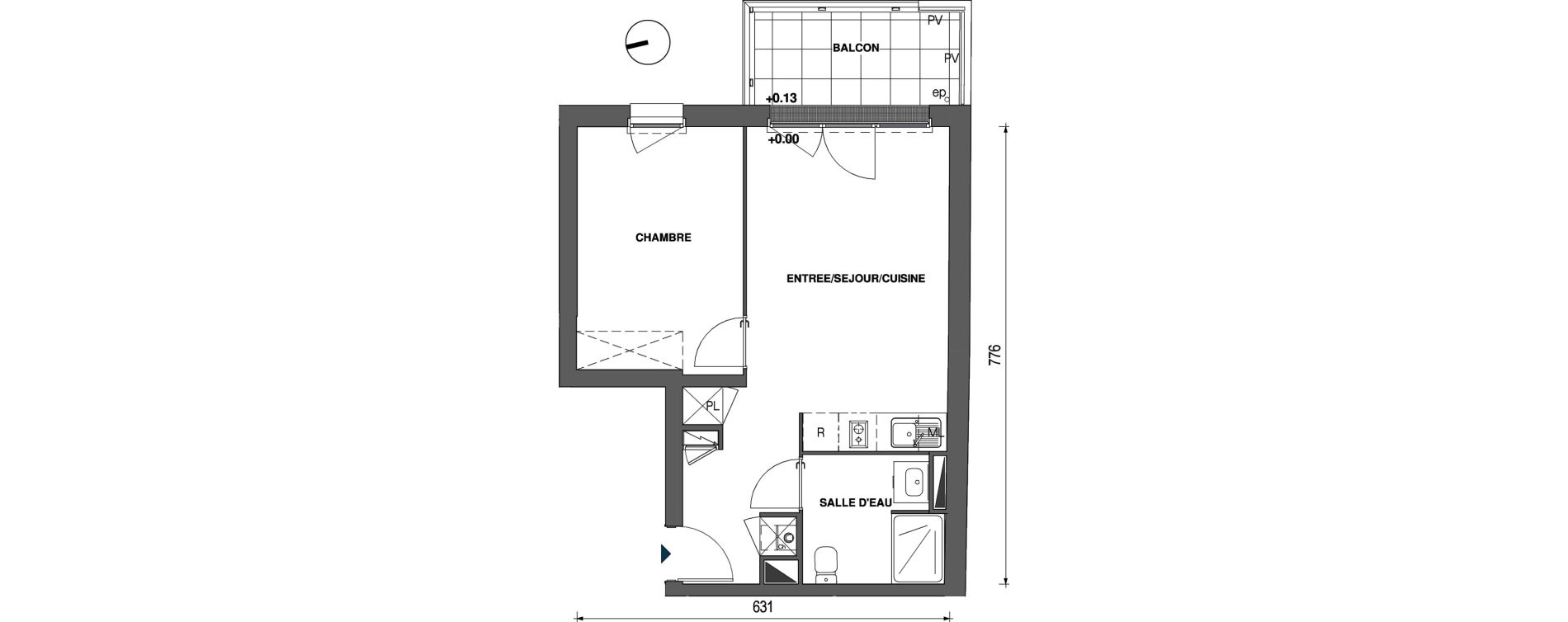 Appartement T2 de 40,55 m2 &agrave; Trignac Centre