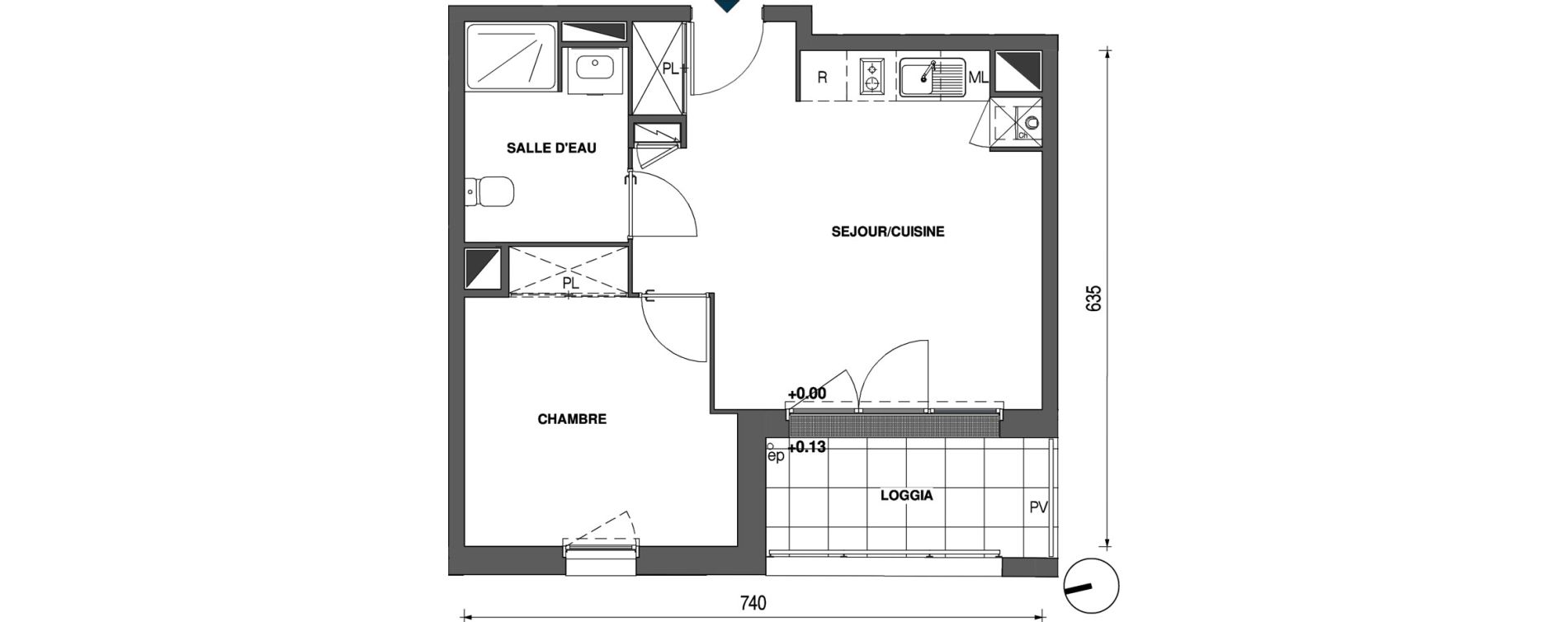 Appartement T2 de 40,00 m2 &agrave; Trignac Centre