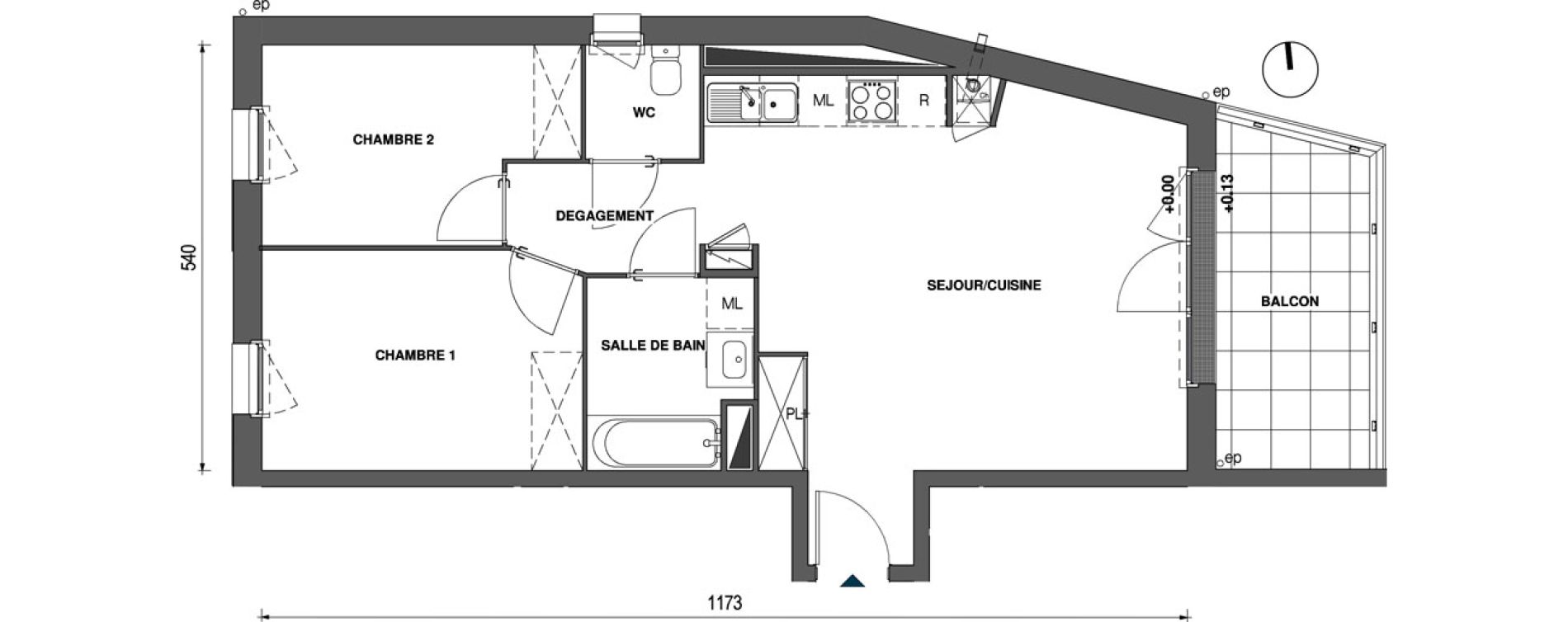 Appartement T3 de 60,25 m2 &agrave; Trignac Centre