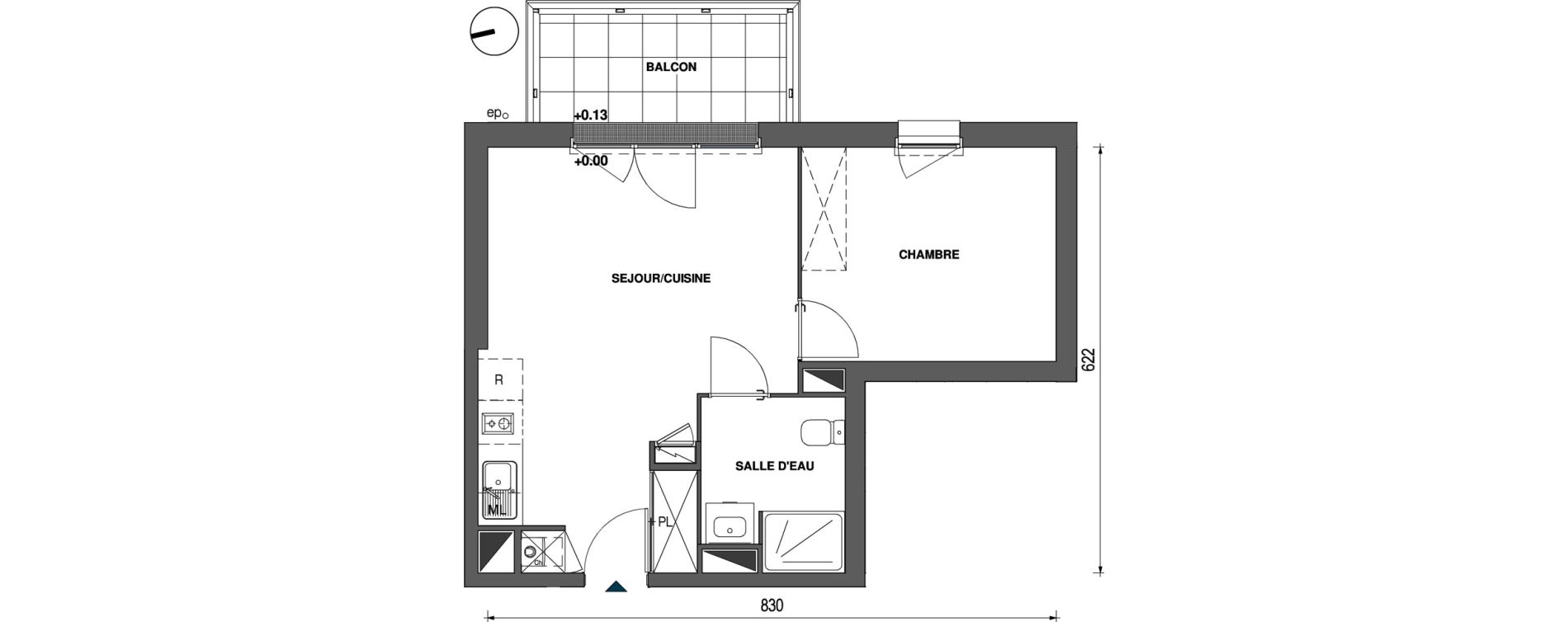 Appartement T2 de 40,70 m2 &agrave; Trignac Centre