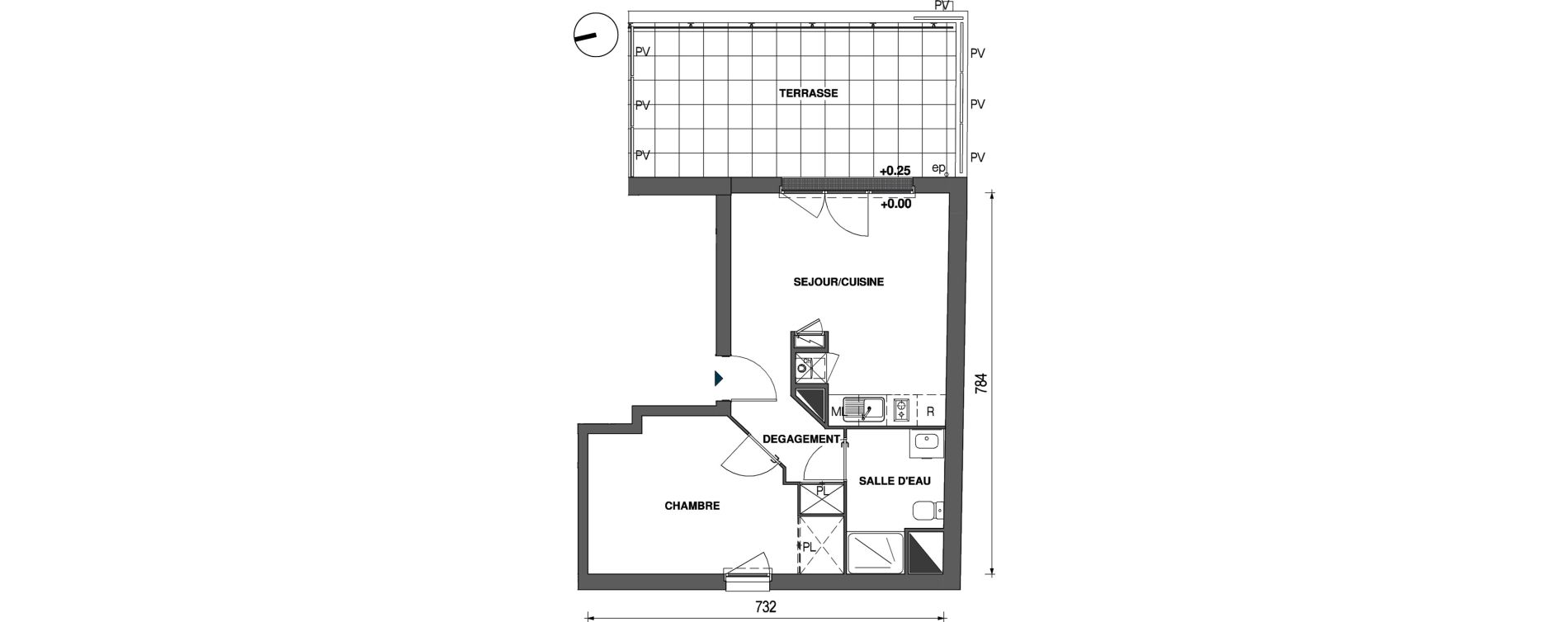 Appartement T2 de 42,25 m2 &agrave; Trignac Centre
