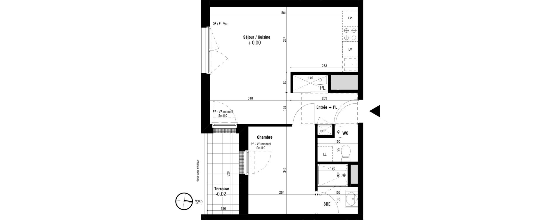 Appartement T2 de 39,56 m2 &agrave; Trignac Oceane acacias