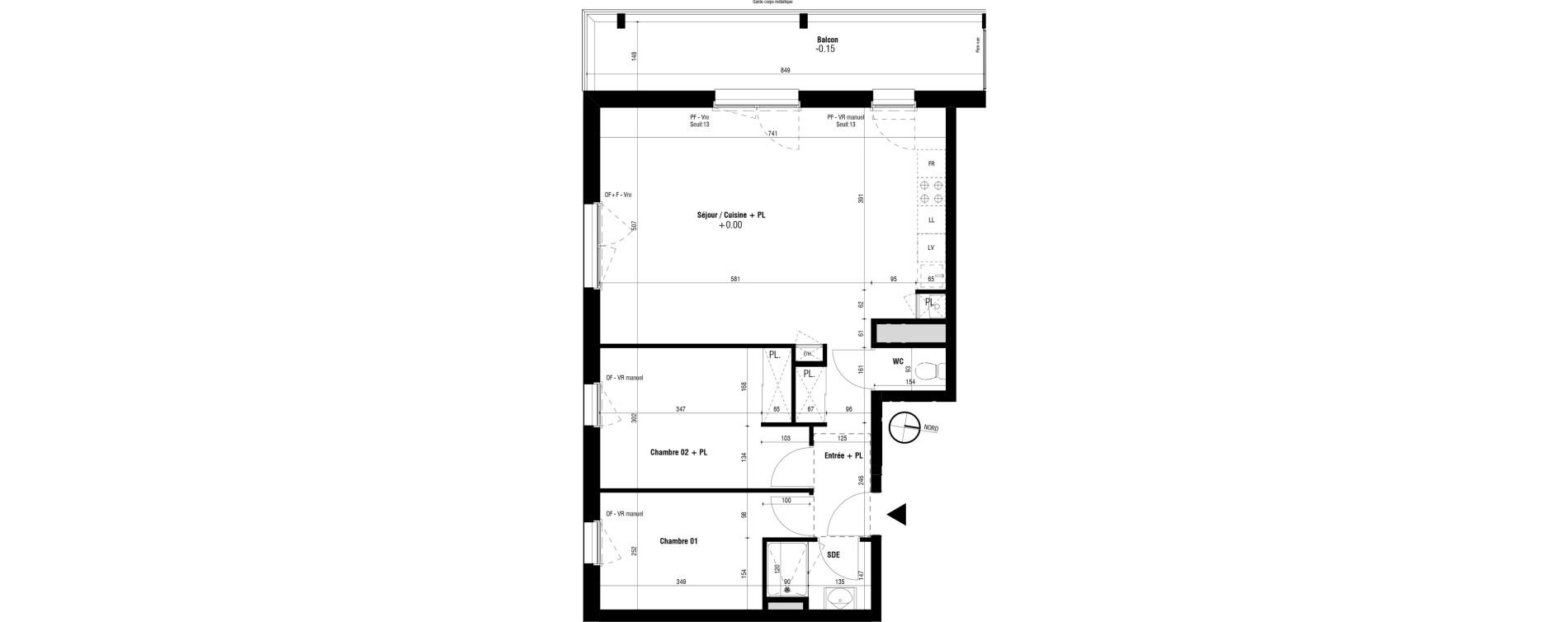 Appartement T3 de 69,27 m2 &agrave; Trignac Oceane acacias