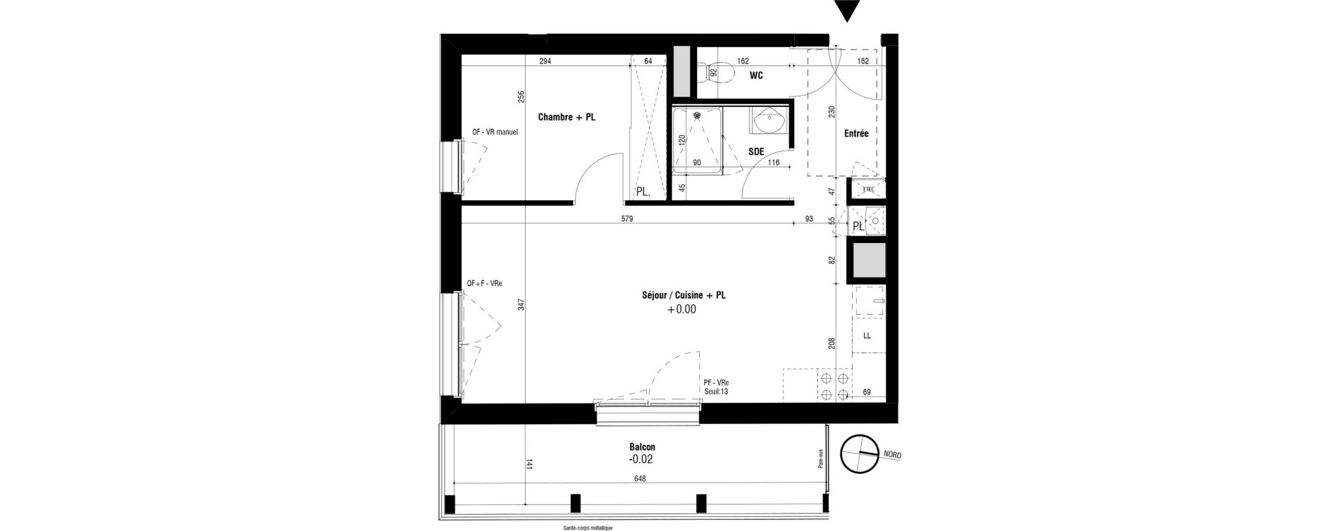 Appartement T2 de 43,32 m2 &agrave; Trignac Oceane acacias
