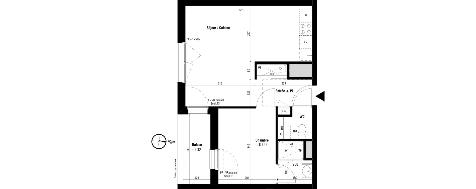 Appartement T2 de 39,59 m2 &agrave; Trignac Oceane acacias