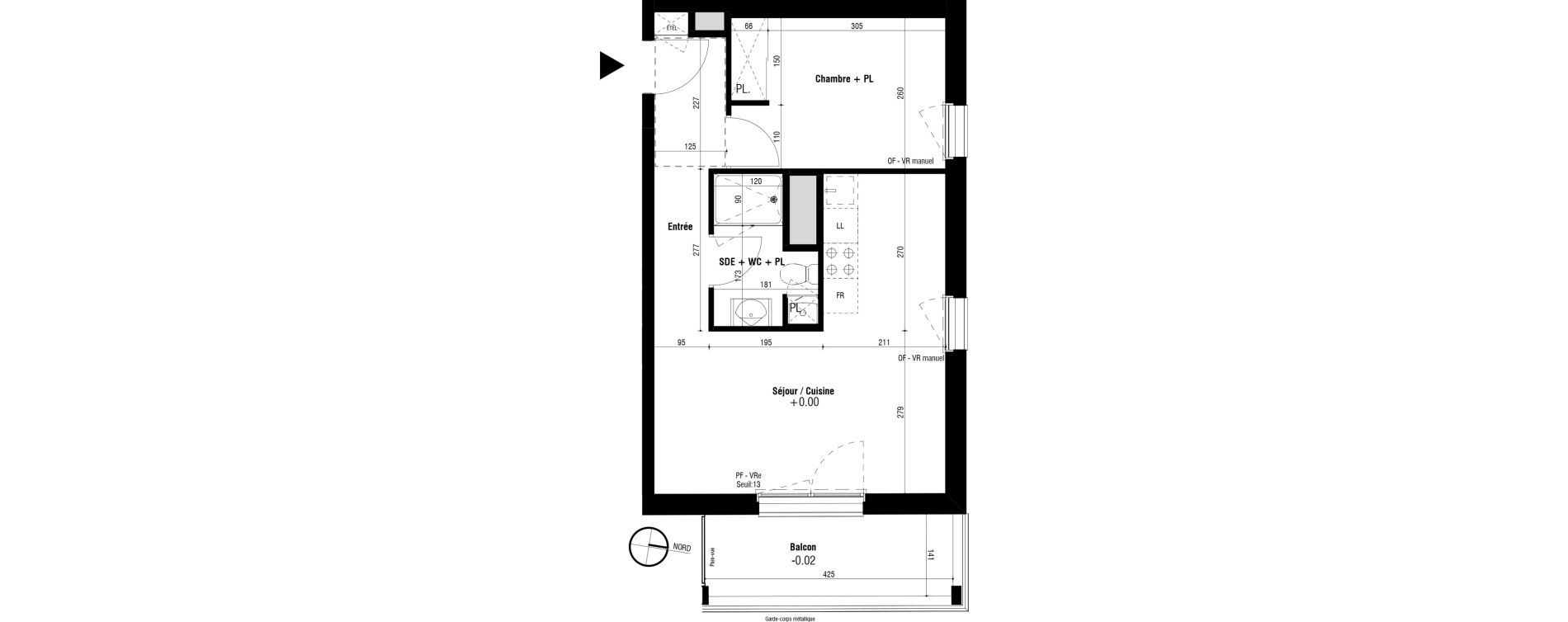 Appartement T2 de 38,64 m2 &agrave; Trignac Oceane acacias