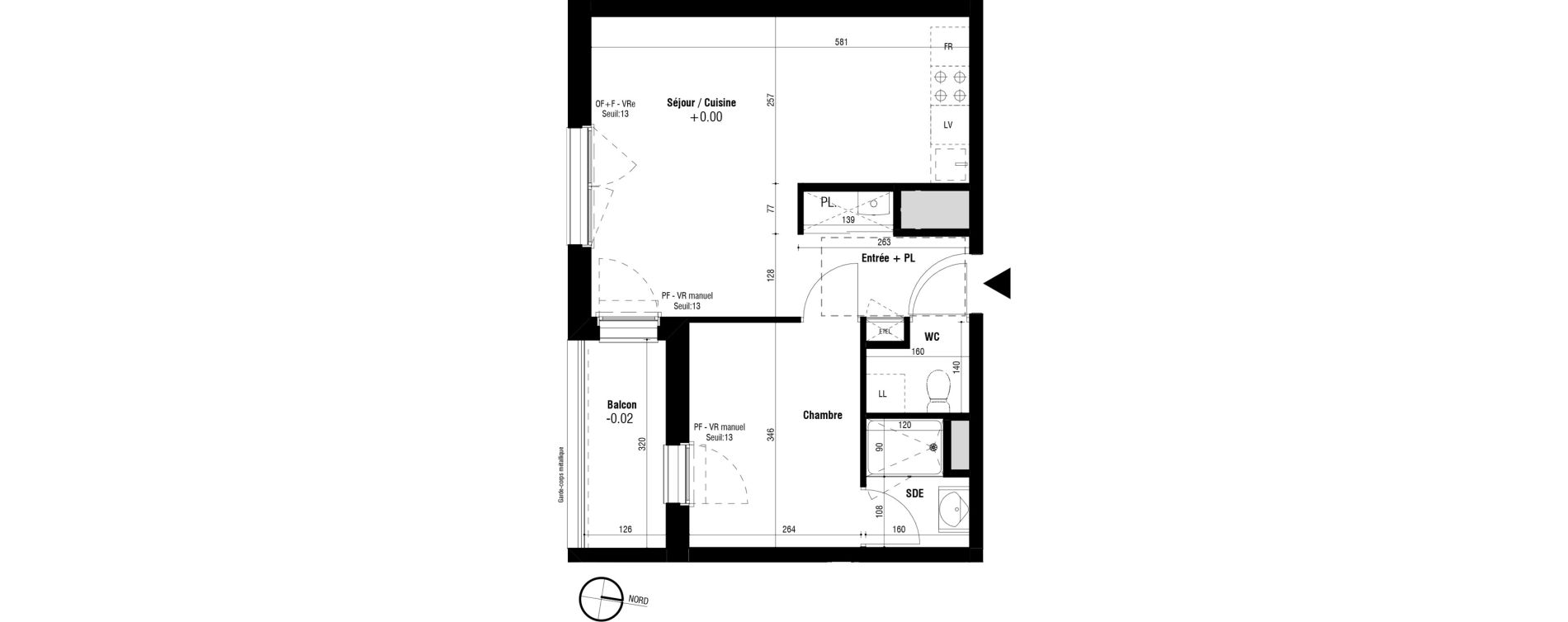 Appartement T2 de 39,59 m2 &agrave; Trignac Oceane acacias
