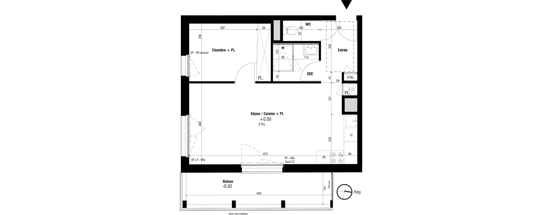 Appartement T2 de 44,17 m2 &agrave; Trignac Oceane acacias