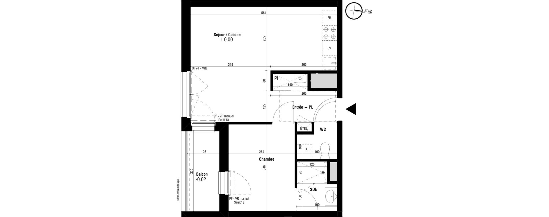 Appartement T2 de 39,50 m2 &agrave; Trignac Oceane acacias