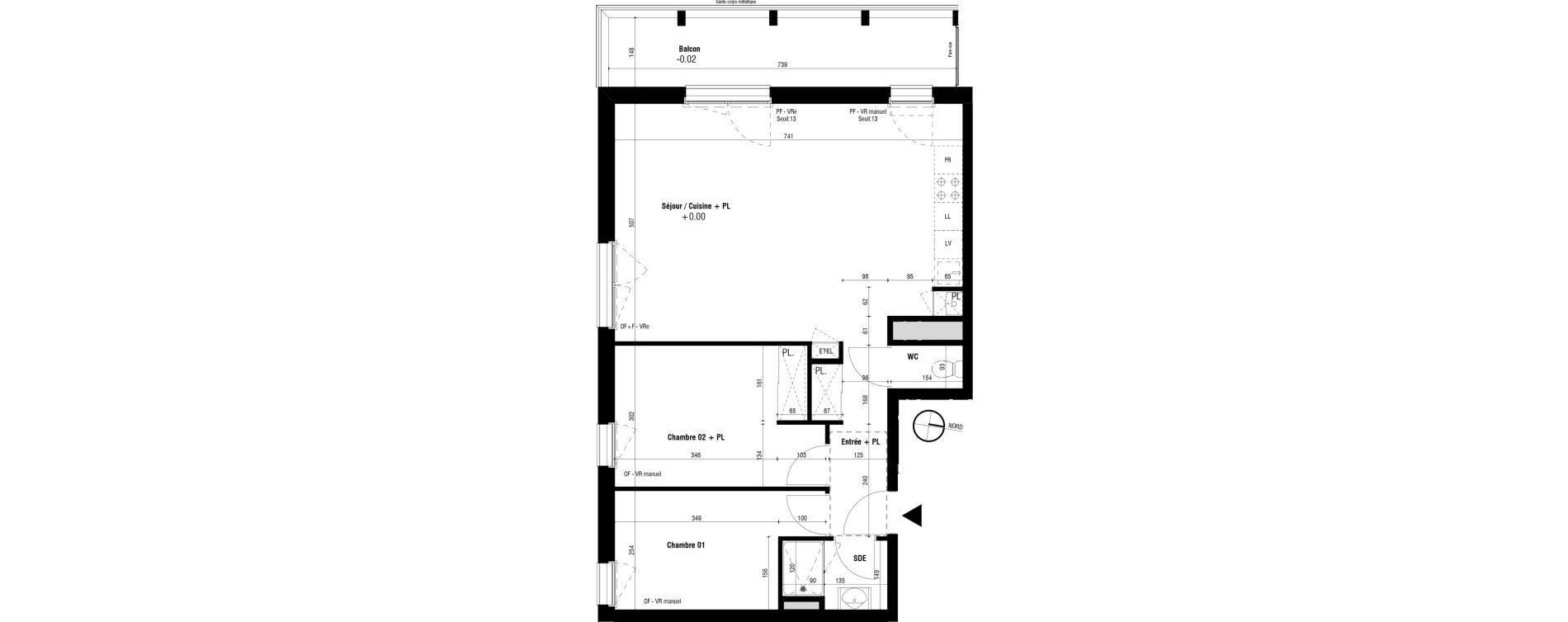 Appartement T3 de 69,38 m2 à Trignac Oceane acacias