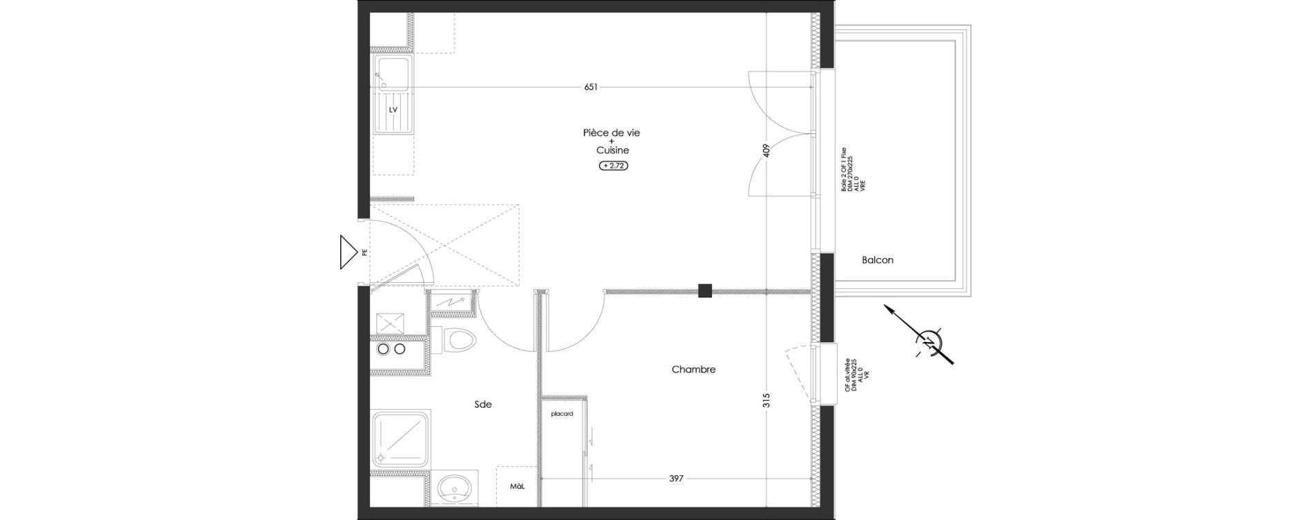 Appartement T2 de 44,97 m2 &agrave; Vallet Centre