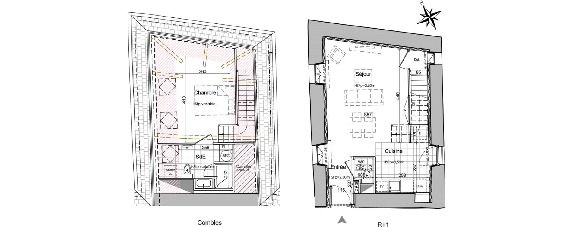 Duplex T2 de 45,28 m2 &agrave; Vertou Beautour