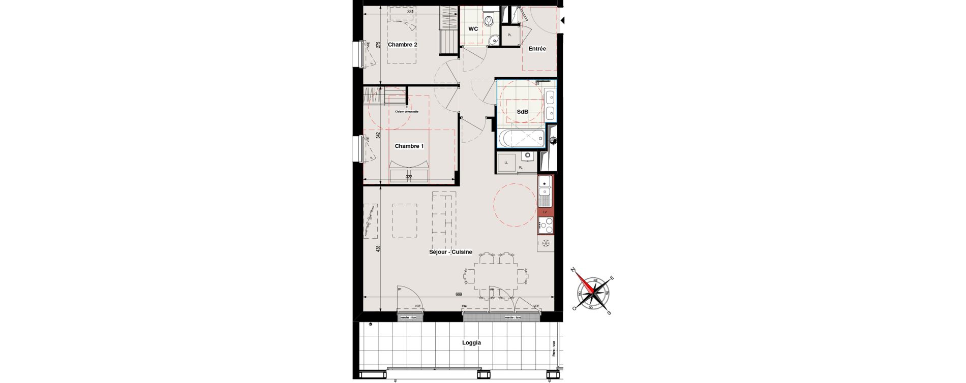 Appartement T3 de 68,59 m2 &agrave; Vertou Beautour