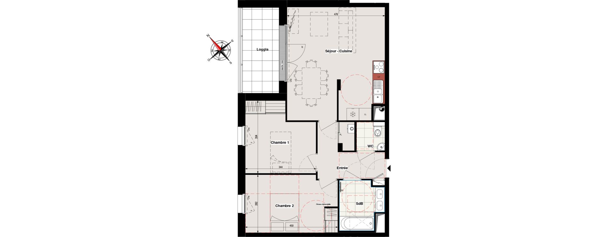 Appartement T3 de 61,88 m2 &agrave; Vertou Beautour