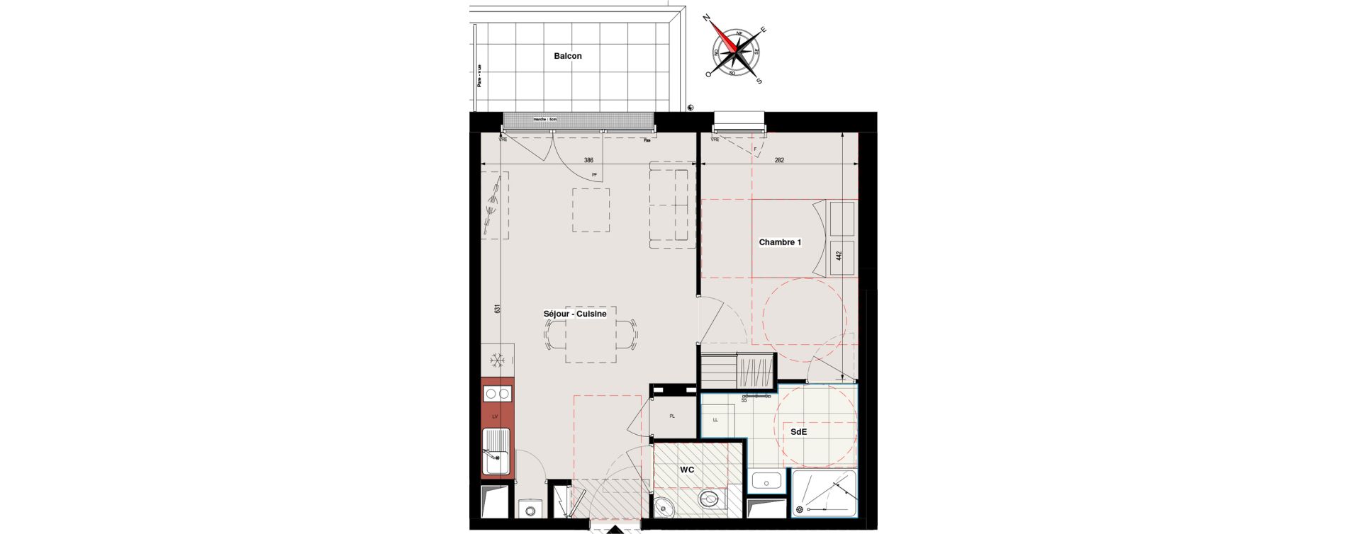 Appartement T2 de 44,27 m2 &agrave; Vertou Beautour
