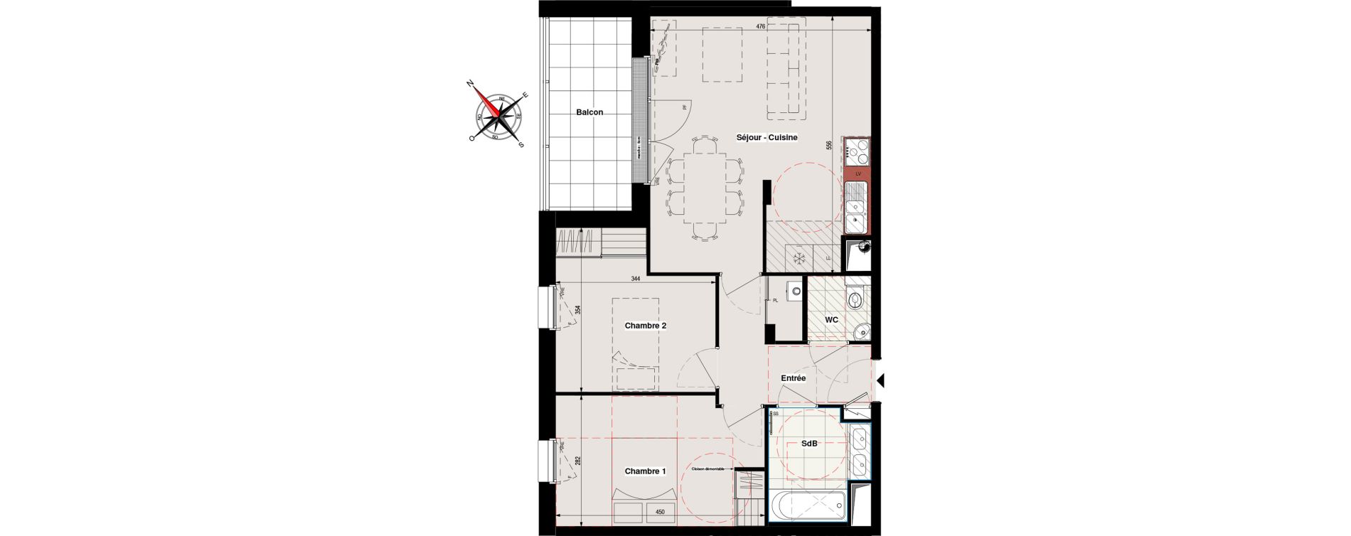 Appartement T3 de 61,88 m2 &agrave; Vertou Beautour
