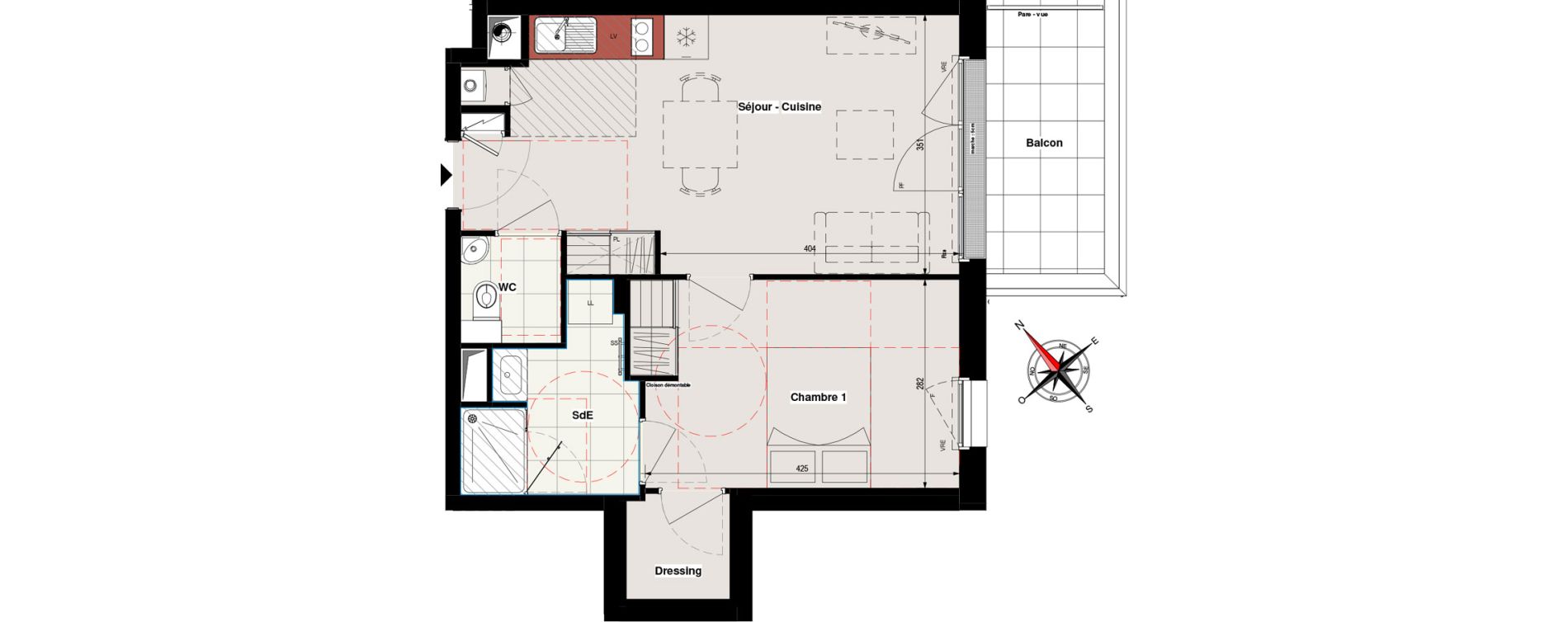 Appartement T2 de 42,86 m2 &agrave; Vertou Beautour