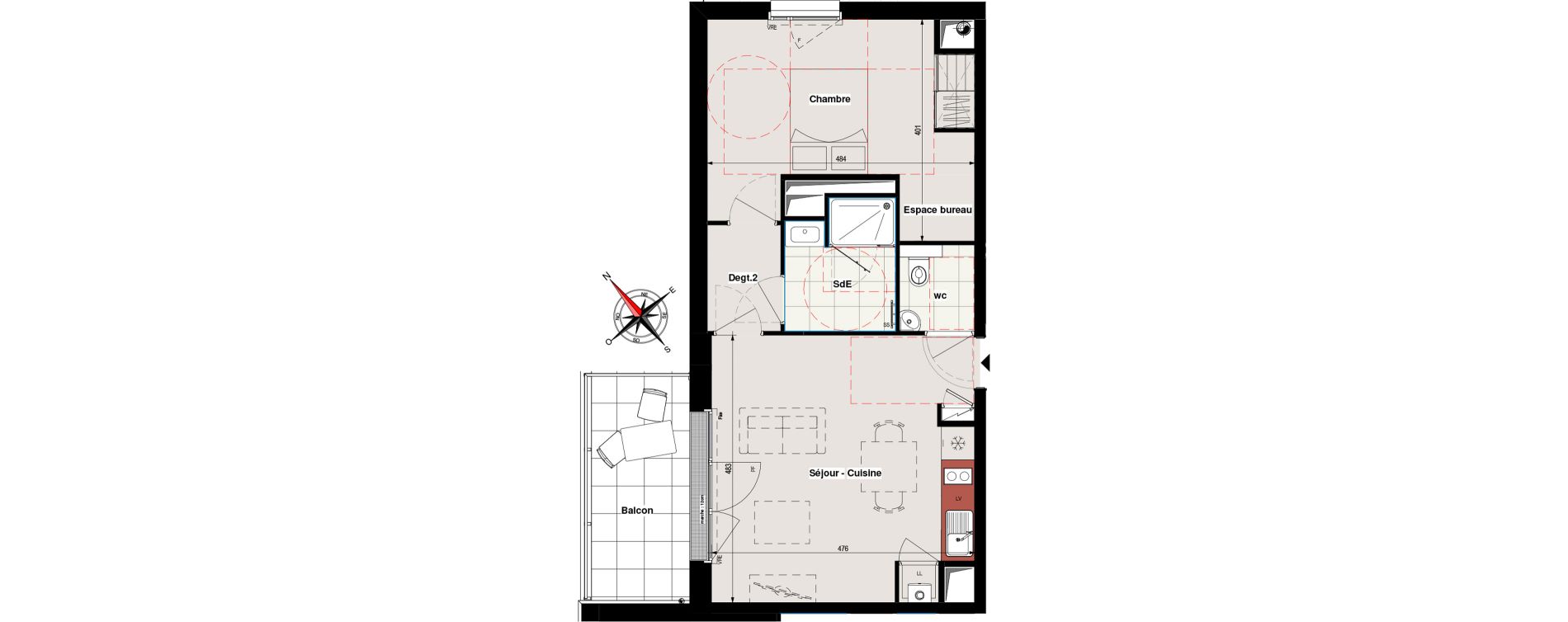 Appartement T2 de 46,98 m2 &agrave; Vertou Beautour