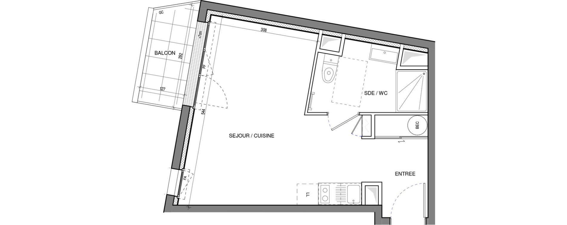 Appartement T1 de 30,50 m2 &agrave; Vertou Beautour