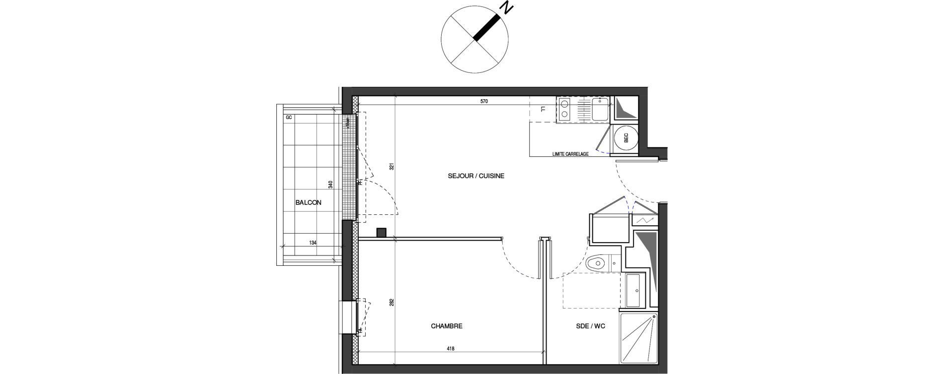 Appartement T2 de 38,40 m2 &agrave; Vertou Beautour
