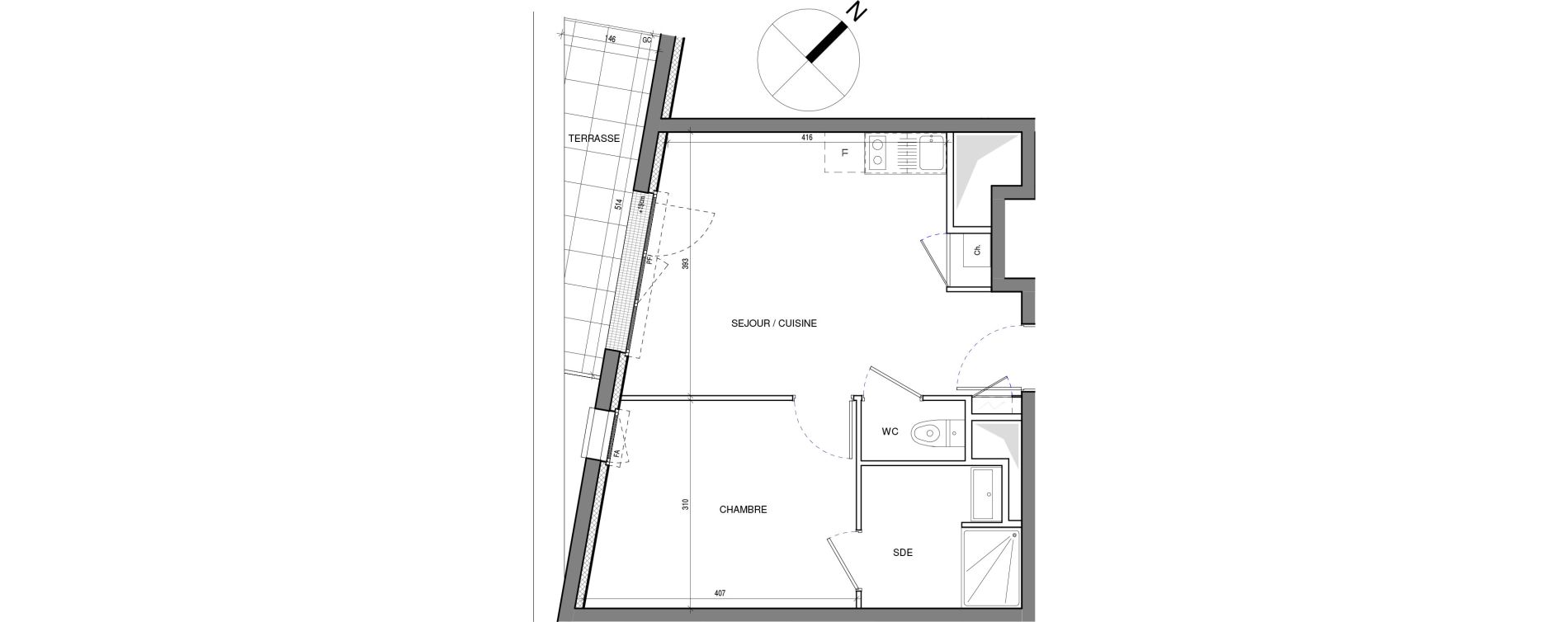 Appartement T2 de 37,90 m2 &agrave; Vertou Beautour