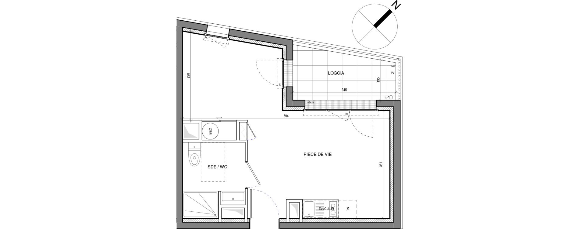 Appartement T1 de 30,30 m2 &agrave; Vertou Beautour