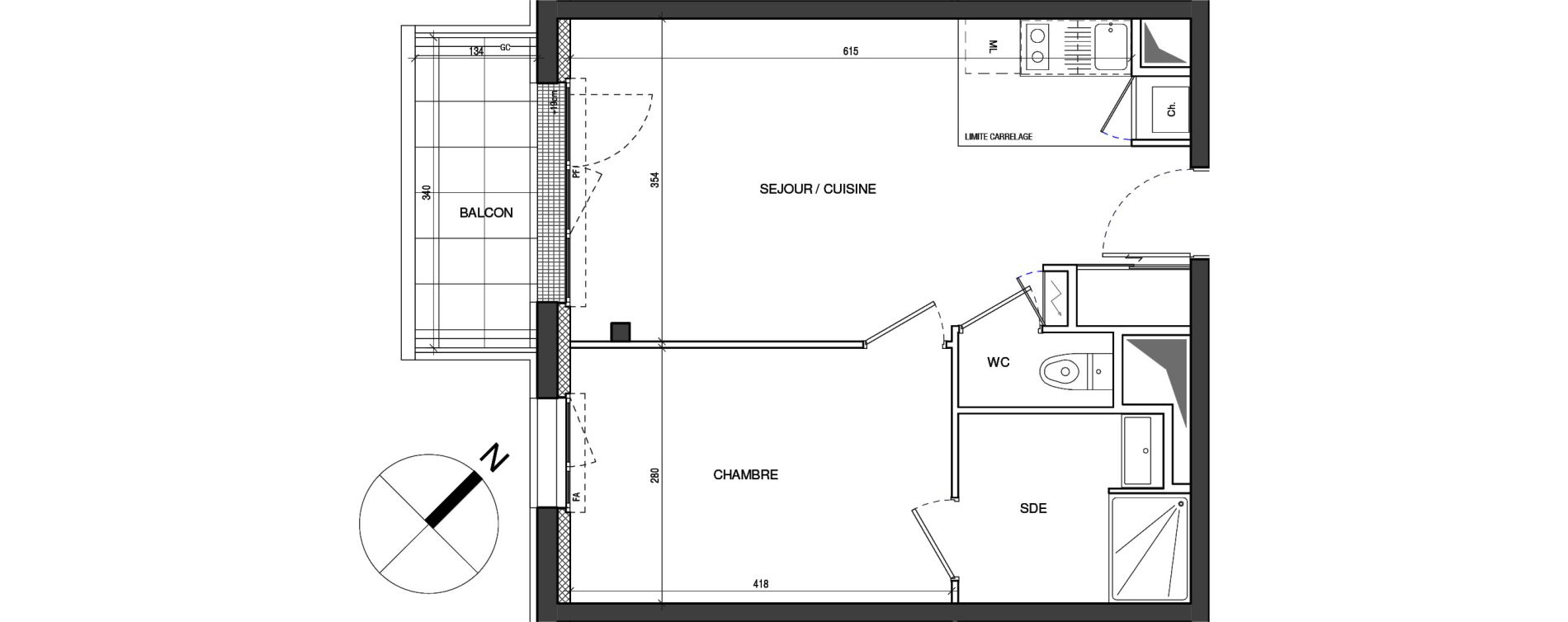 Appartement T2 de 41,00 m2 &agrave; Vertou Beautour