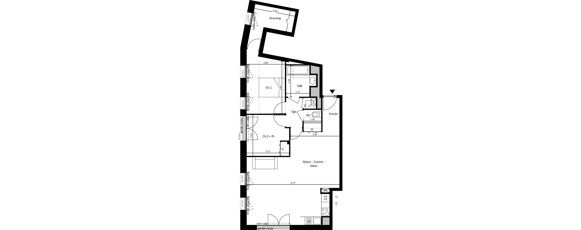 Appartement T3 de 77,58 m2 &agrave; Vertou La vertonne