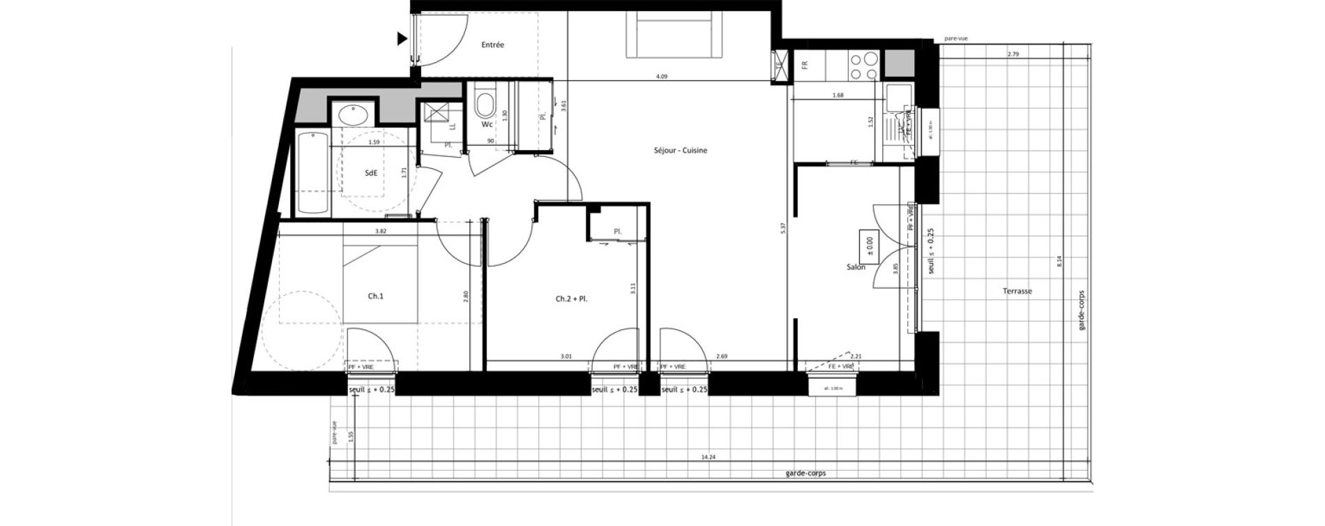 Appartement T3 de 70,58 m2 &agrave; Vertou La vertonne