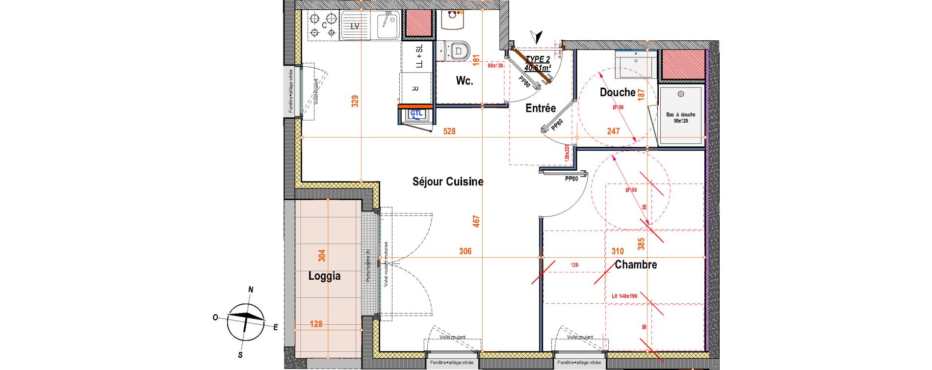 Appartement T2 de 40,61 m2 &agrave; Angers Justices