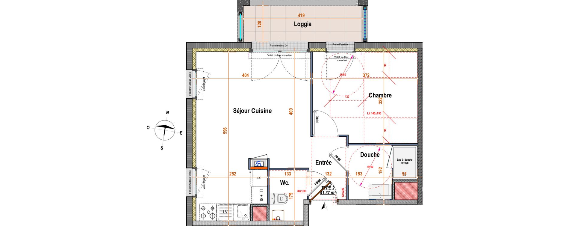 Appartement T2 de 41,37 m2 &agrave; Angers Justices
