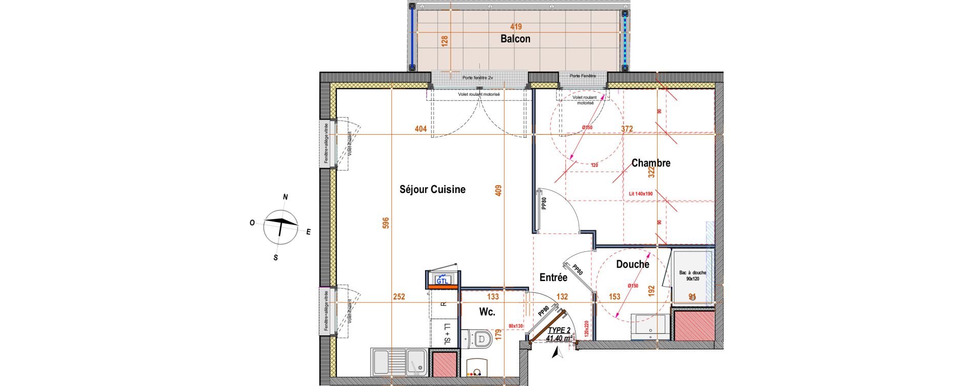 Appartement T2 de 41,40 m2 &agrave; Angers Justices