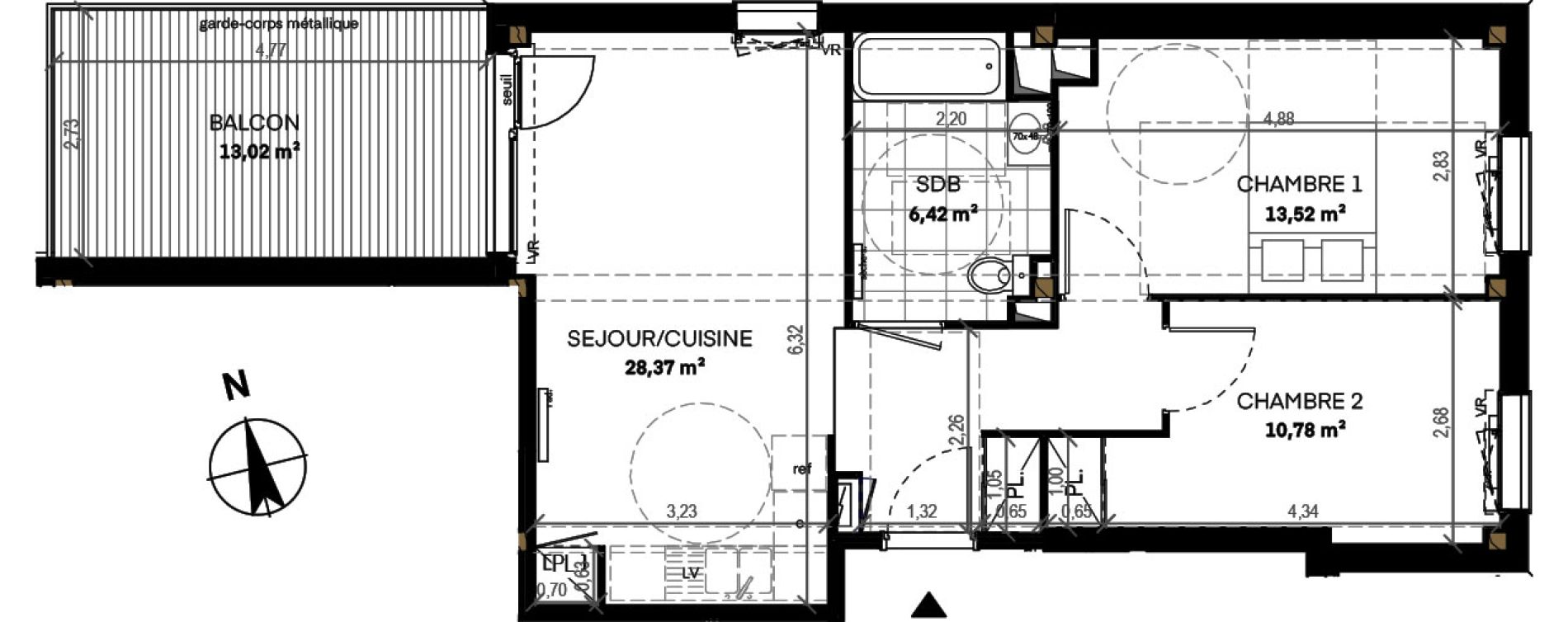 Appartement T3 de 59,09 m2 &agrave; Angers Hauts de saint-aubin