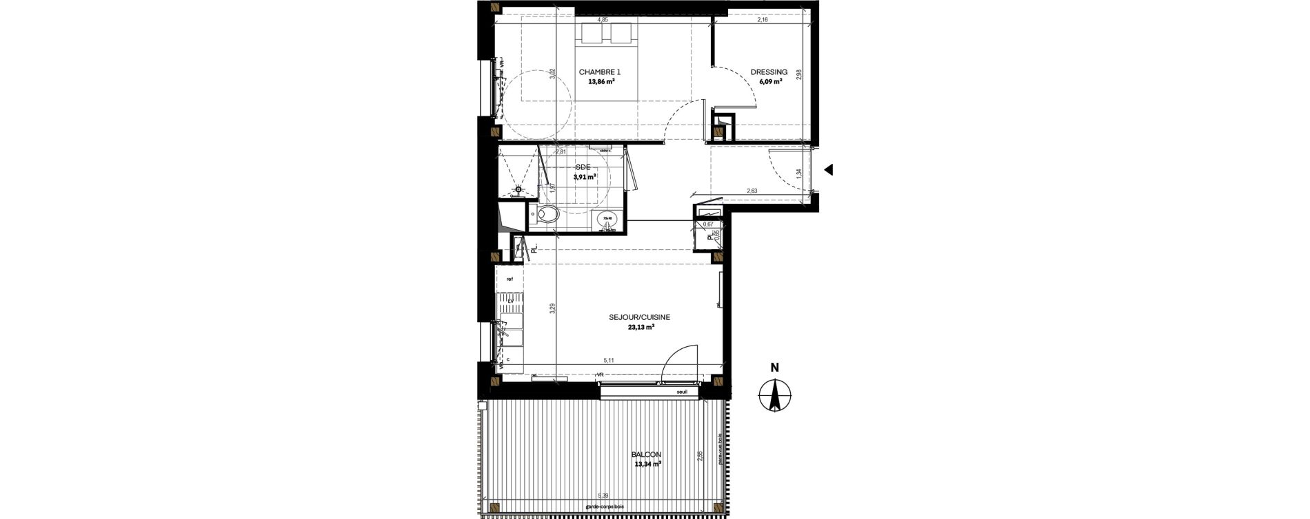 Appartement T2 de 46,99 m2 &agrave; Angers Hauts de saint-aubin