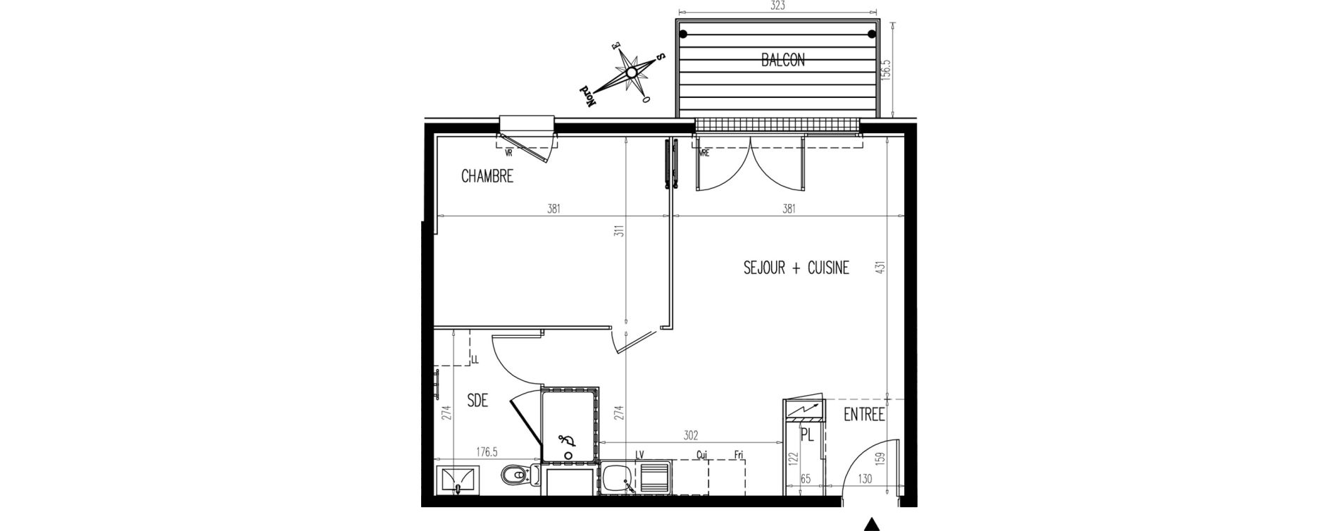 Appartement T2 de 44,20 m2 &agrave; Angers Beaus&eacute;jour
