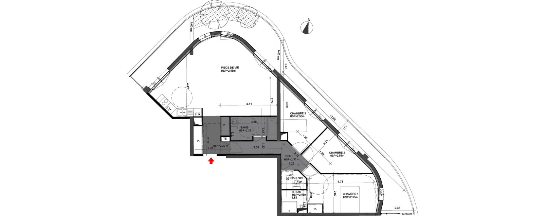 Appartement T4 de 94,53 m2 &agrave; Angers Centre