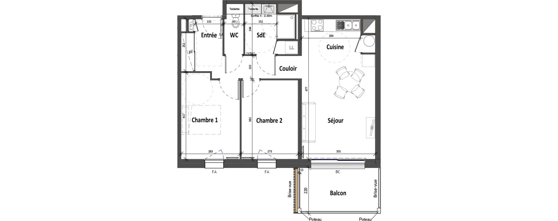 Appartement T3 de 61,02 m2 &agrave; Angers Croix blanche