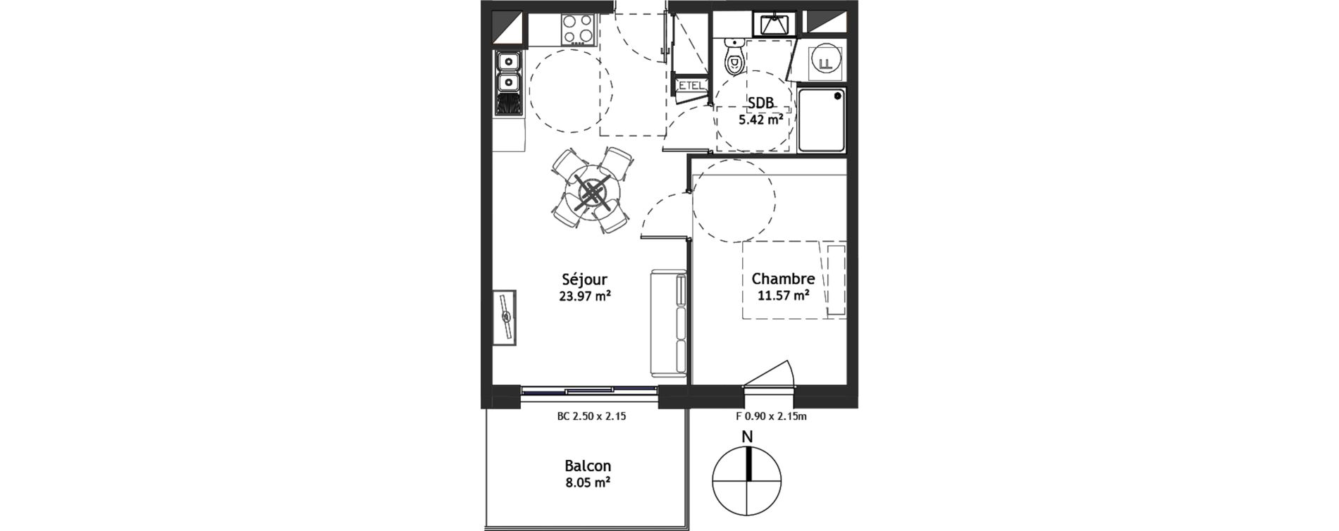 Appartement T2 de 40,97 m2 &agrave; Angers Croix blanche