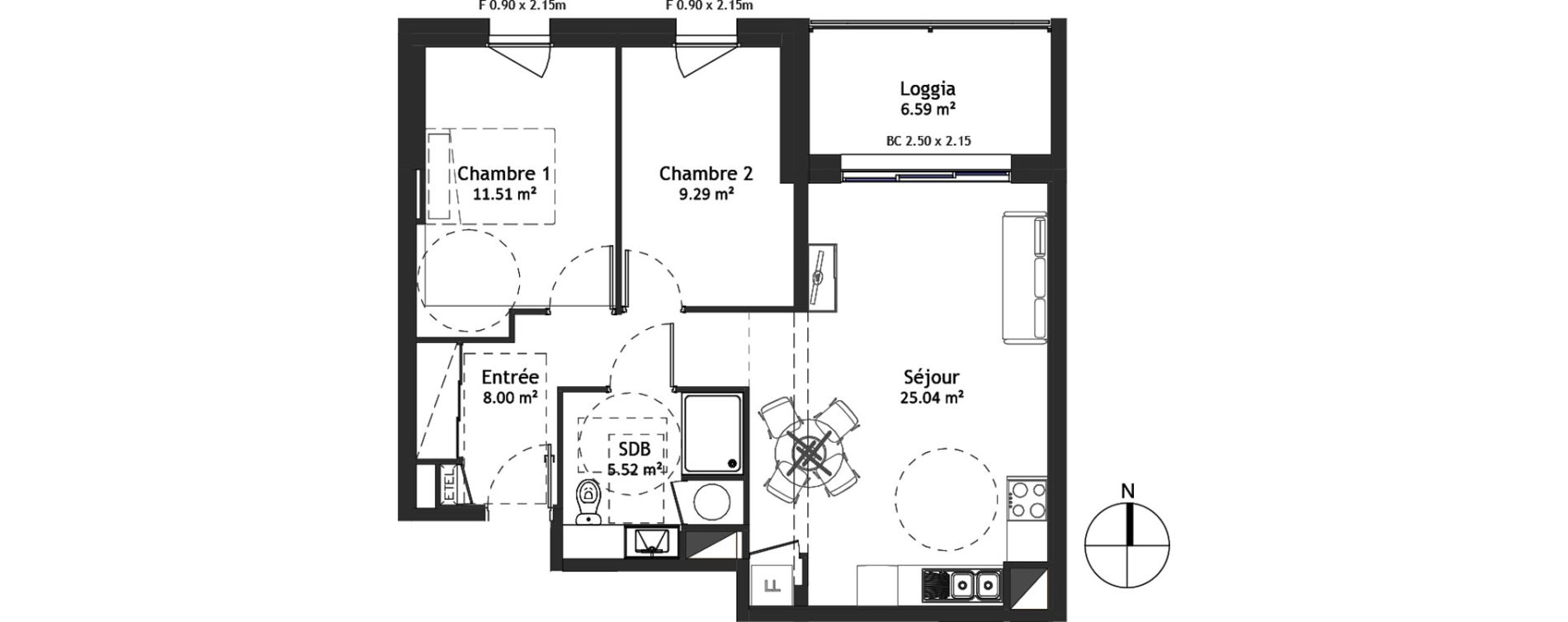 Appartement T3 de 59,35 m2 &agrave; Angers Croix blanche