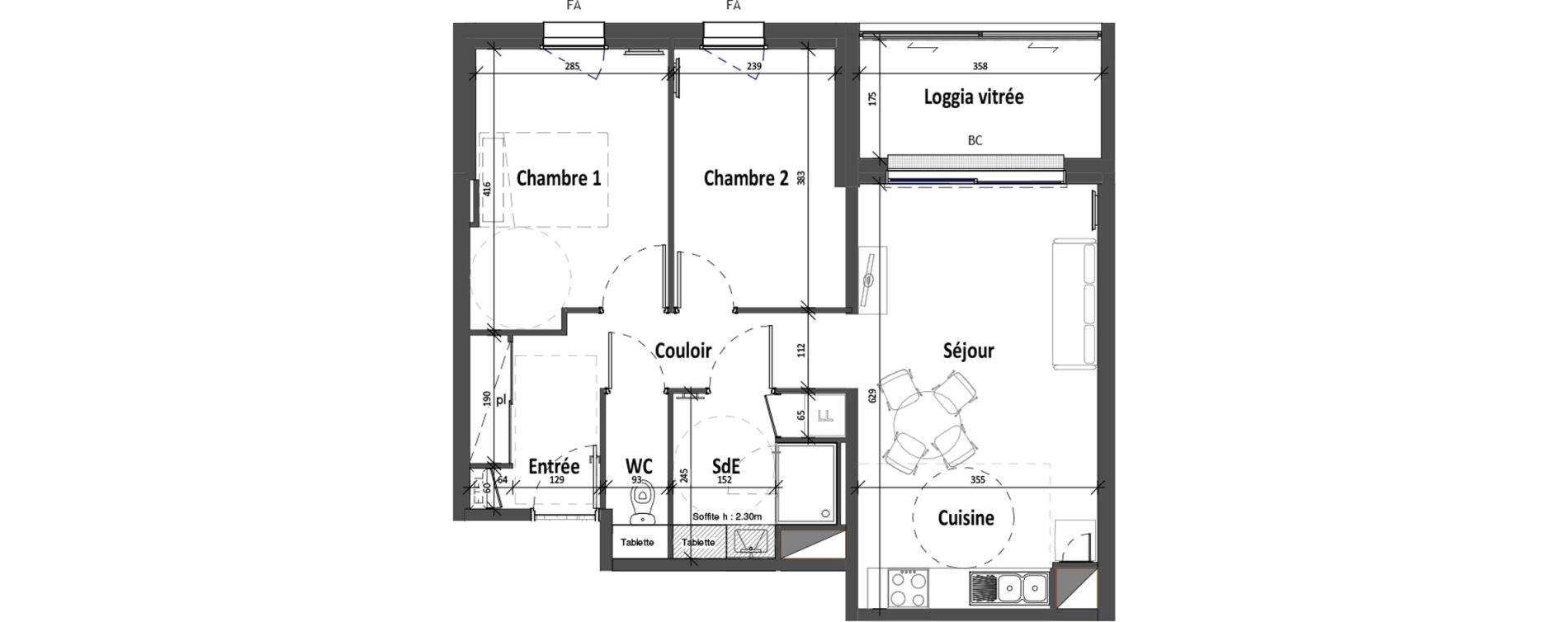 Appartement T3 de 58,83 m2 &agrave; Angers Croix blanche
