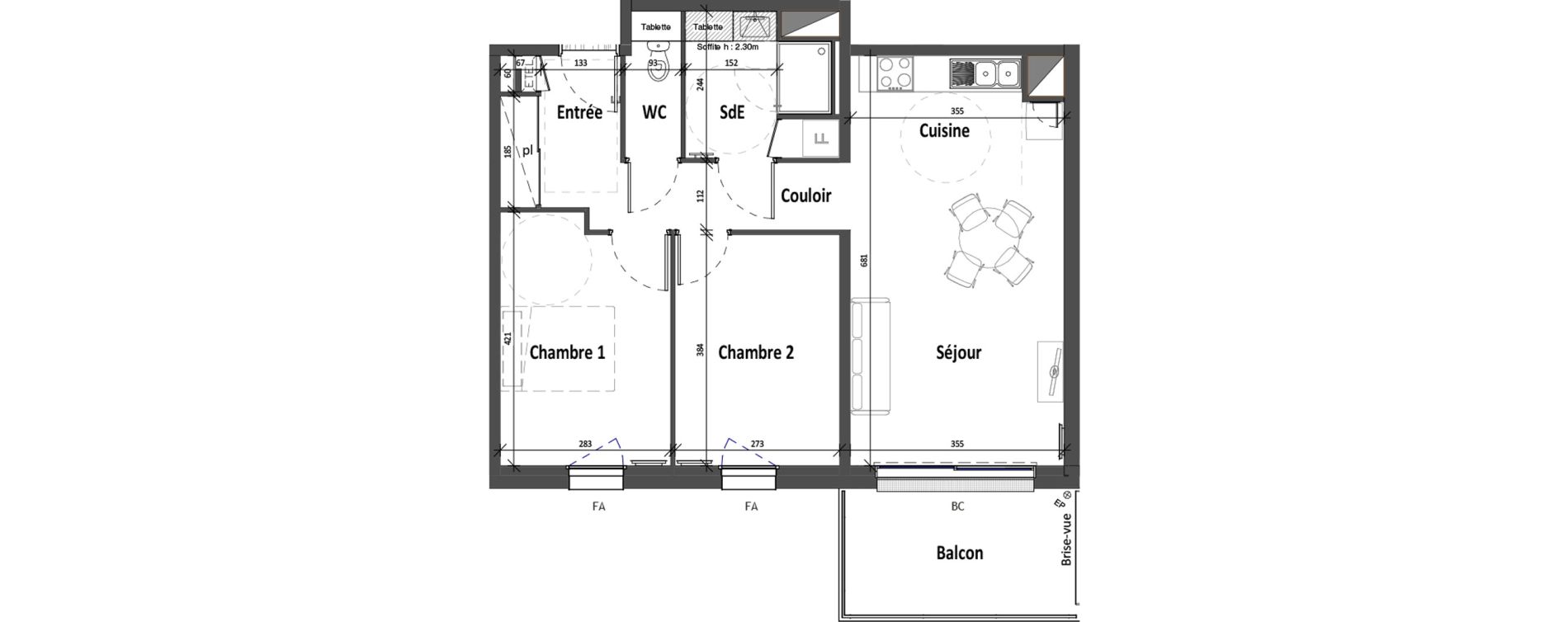 Appartement T3 de 61,47 m2 &agrave; Angers Croix blanche