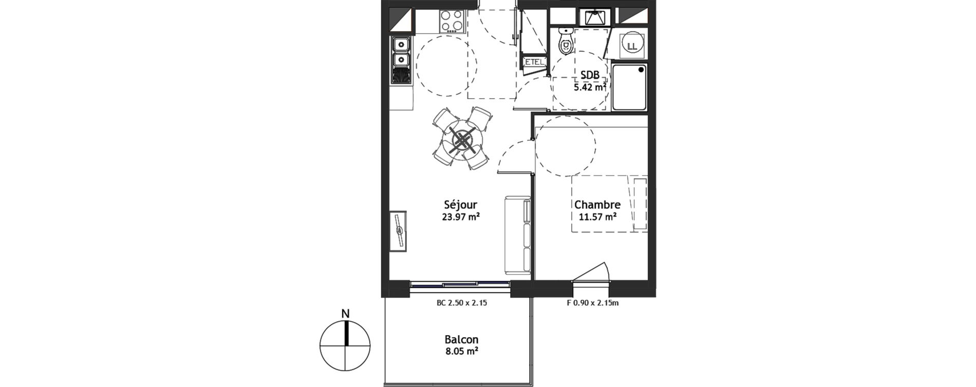 Appartement T2 de 40,97 m2 &agrave; Angers Croix blanche