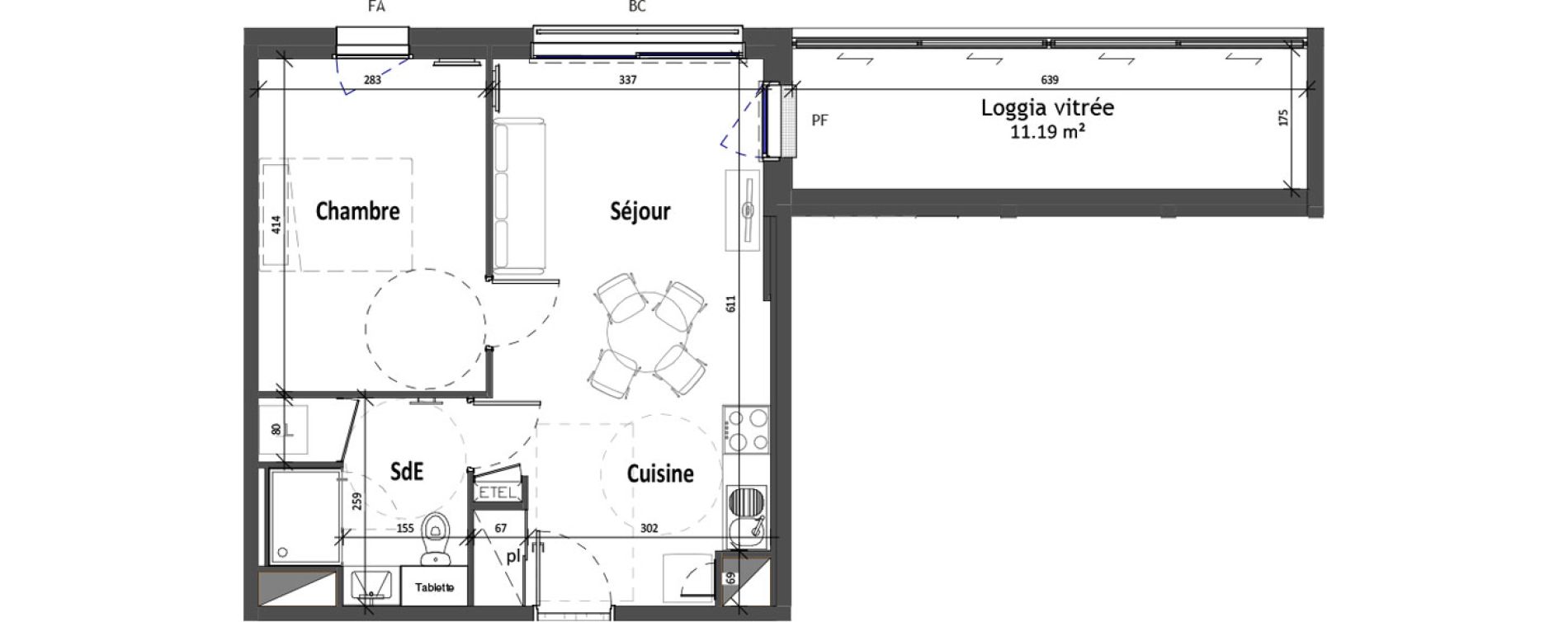 Appartement T2 de 40,48 m2 &agrave; Angers Croix blanche
