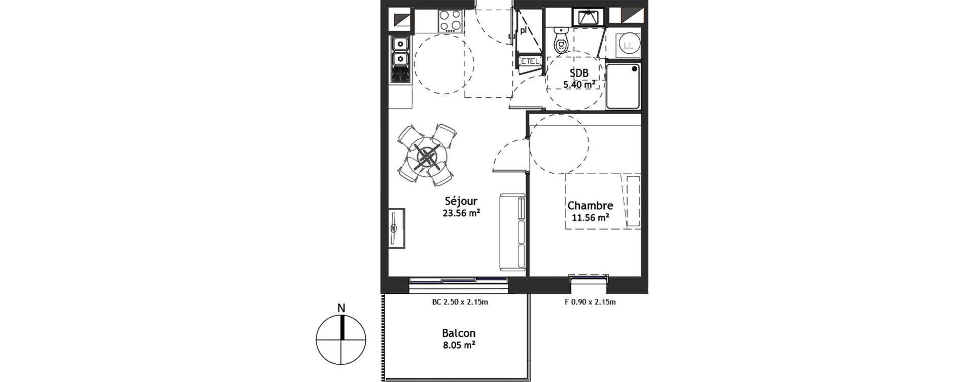 Appartement T2 de 40,52 m2 &agrave; Angers Croix blanche