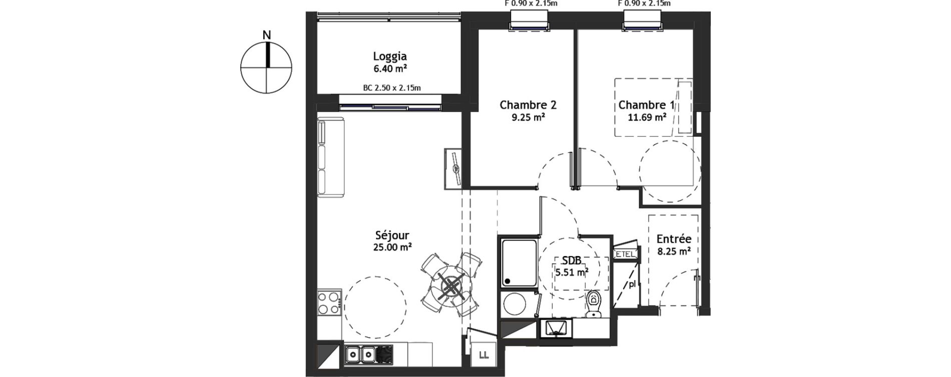 Appartement T3 de 59,71 m2 &agrave; Angers Croix blanche