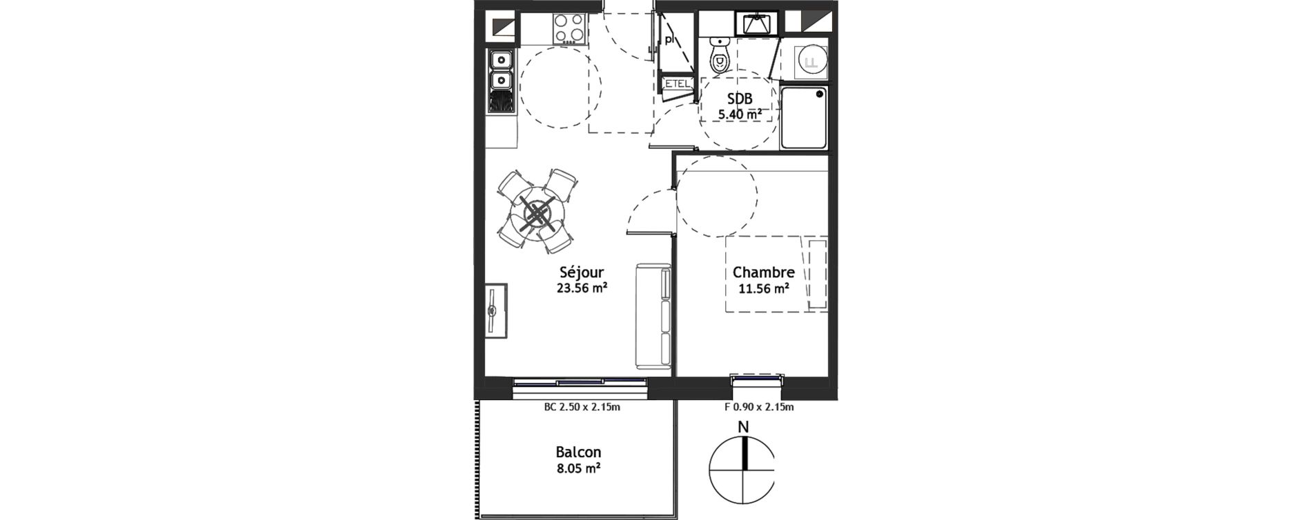 Appartement T2 de 40,52 m2 &agrave; Angers Croix blanche