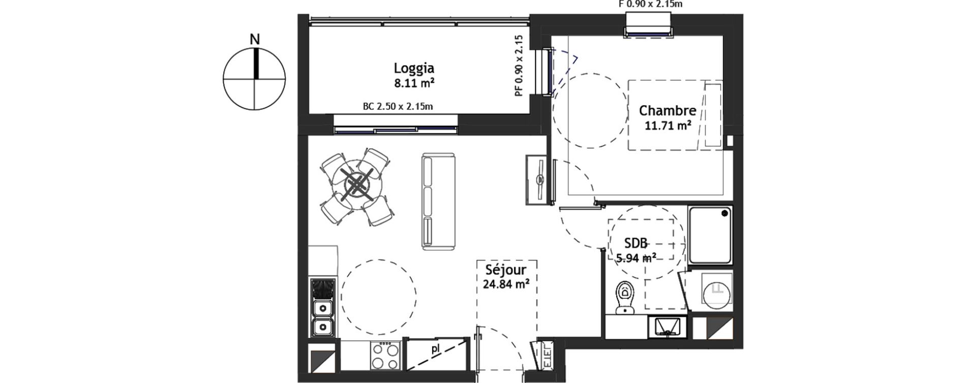 Appartement T2 de 42,49 m2 &agrave; Angers Croix blanche