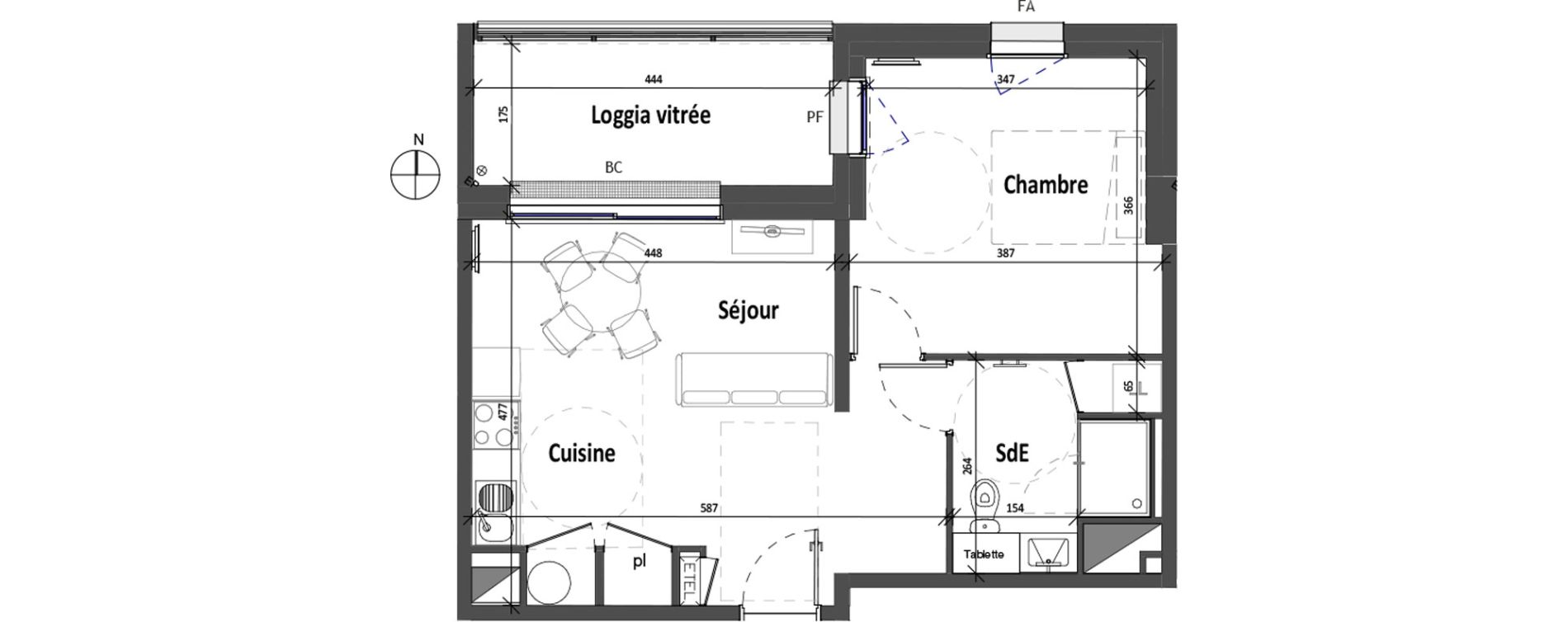 Appartement T2 de 42,94 m2 &agrave; Angers Croix blanche